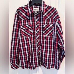 Cowboy Up Red and navy Button-Down Shirt